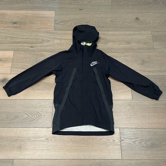 NIKE Black Gray Neon Yellow Waterproof Hooded Full Zipper Jacket‎ Size Small - Picture 1 of 14